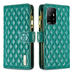 Leather Case Stands Flip Cover Holder B12F for Oppo A94 5G Green