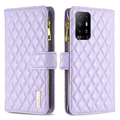 Leather Case Stands Flip Cover Holder B12F for Oppo A94 5G Purple