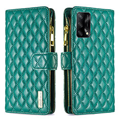 Leather Case Stands Flip Cover Holder B12F for Oppo F19 Green