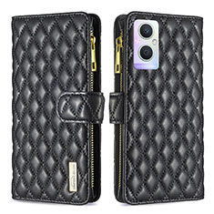 Leather Case Stands Flip Cover Holder B12F for Oppo F21s Pro 5G Black