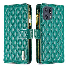 Leather Case Stands Flip Cover Holder B12F for Oppo Find X5 Pro 5G Green