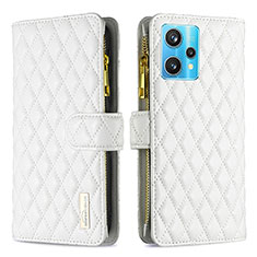 Leather Case Stands Flip Cover Holder B12F for Realme 9 4G White