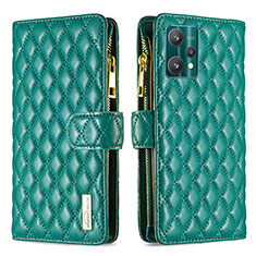 Leather Case Stands Flip Cover Holder B12F for Realme 9 5G Green