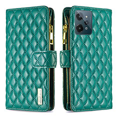 Leather Case Stands Flip Cover Holder B12F for Realme C31 Green