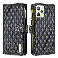 Leather Case Stands Flip Cover Holder B12F for Realme C35 Black