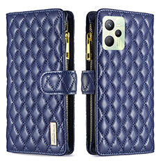 Leather Case Stands Flip Cover Holder B12F for Realme C35 Blue