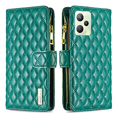 Leather Case Stands Flip Cover Holder B12F for Realme C35 Green