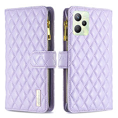 Leather Case Stands Flip Cover Holder B12F for Realme C35 Purple