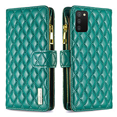 Leather Case Stands Flip Cover Holder B12F for Samsung Galaxy A02s Green