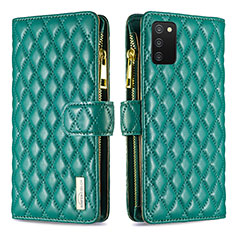 Leather Case Stands Flip Cover Holder B12F for Samsung Galaxy A03s Green