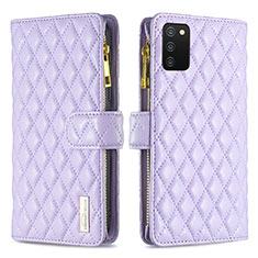 Leather Case Stands Flip Cover Holder B12F for Samsung Galaxy A03s Purple