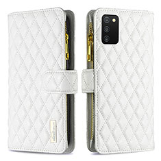 Leather Case Stands Flip Cover Holder B12F for Samsung Galaxy A03s White