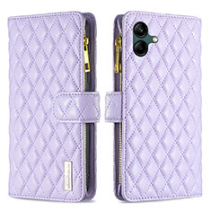 Leather Case Stands Flip Cover Holder B12F for Samsung Galaxy A04 4G Purple