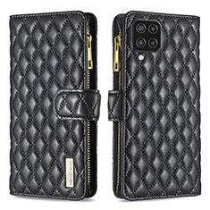 Leather Case Stands Flip Cover Holder B12F for Samsung Galaxy A12 Black