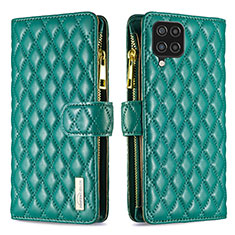 Leather Case Stands Flip Cover Holder B12F for Samsung Galaxy A12 Green