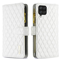 Leather Case Stands Flip Cover Holder B12F for Samsung Galaxy A12 Nacho White