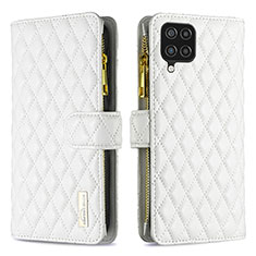 Leather Case Stands Flip Cover Holder B12F for Samsung Galaxy A12 White