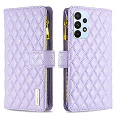 Leather Case Stands Flip Cover Holder B12F for Samsung Galaxy A23 4G Purple