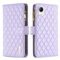 Leather Case Stands Flip Cover Holder B12F for Samsung Galaxy A23 5G SC-56C Purple