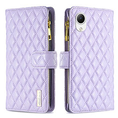 Leather Case Stands Flip Cover Holder B12F for Samsung Galaxy A23e 5G Purple