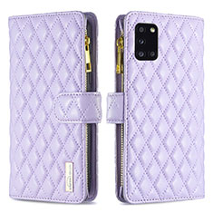 Leather Case Stands Flip Cover Holder B12F for Samsung Galaxy A31 Purple