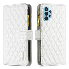 Leather Case Stands Flip Cover Holder B12F for Samsung Galaxy A32 4G White