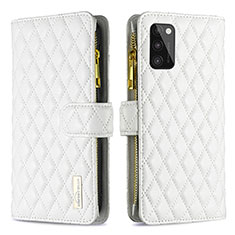 Leather Case Stands Flip Cover Holder B12F for Samsung Galaxy A41 White