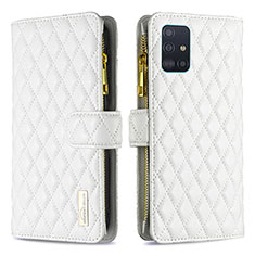 Leather Case Stands Flip Cover Holder B12F for Samsung Galaxy A51 4G White