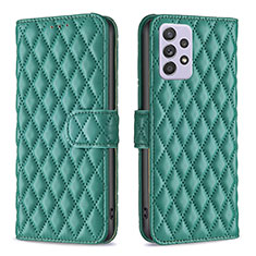 Leather Case Stands Flip Cover Holder B12F for Samsung Galaxy A52 4G Green