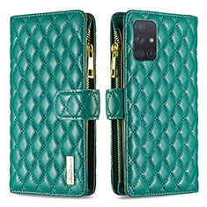 Leather Case Stands Flip Cover Holder B12F for Samsung Galaxy A71 4G A715 Green