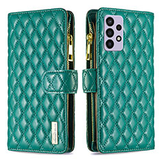 Leather Case Stands Flip Cover Holder B12F for Samsung Galaxy A72 4G Green