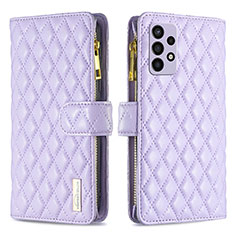 Leather Case Stands Flip Cover Holder B12F for Samsung Galaxy A72 5G Purple