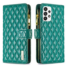 Leather Case Stands Flip Cover Holder B12F for Samsung Galaxy A73 5G Green