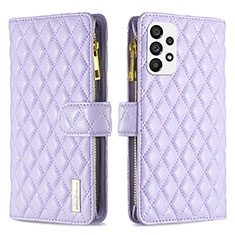 Leather Case Stands Flip Cover Holder B12F for Samsung Galaxy A73 5G Purple