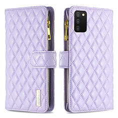 Leather Case Stands Flip Cover Holder B12F for Samsung Galaxy F02S SM-E025F Purple