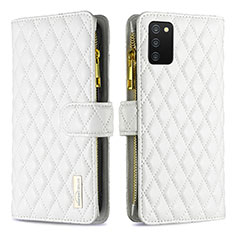 Leather Case Stands Flip Cover Holder B12F for Samsung Galaxy F02S SM-E025F White