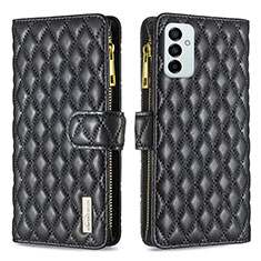 Leather Case Stands Flip Cover Holder B12F for Samsung Galaxy F23 5G Black