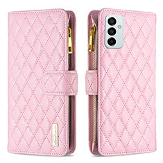 Leather Case Stands Flip Cover Holder B12F for Samsung Galaxy F23 5G Rose Gold