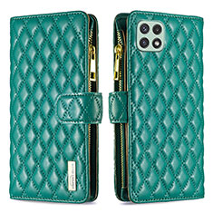 Leather Case Stands Flip Cover Holder B12F for Samsung Galaxy F42 5G Green