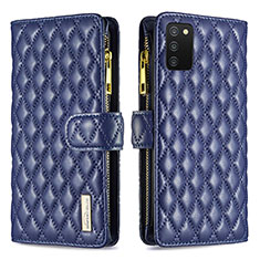 Leather Case Stands Flip Cover Holder B12F for Samsung Galaxy M02s Blue