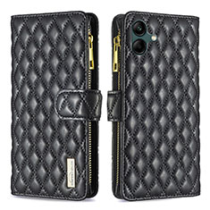 Leather Case Stands Flip Cover Holder B12F for Samsung Galaxy M04 Black