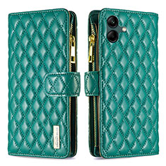 Leather Case Stands Flip Cover Holder B12F for Samsung Galaxy M04 Green