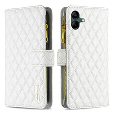 Leather Case Stands Flip Cover Holder B12F for Samsung Galaxy M04 White