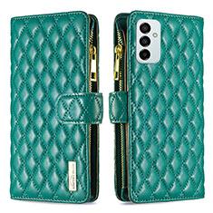 Leather Case Stands Flip Cover Holder B12F for Samsung Galaxy M23 5G Green