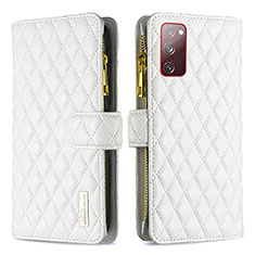 Leather Case Stands Flip Cover Holder B12F for Samsung Galaxy S20 Lite 5G White