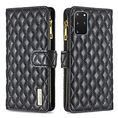 Leather Case Stands Flip Cover Holder B12F for Samsung Galaxy S20 Plus 5G Black