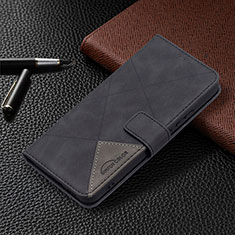 Leather Case Stands Flip Cover Holder B12F for Samsung Galaxy S21 5G Black