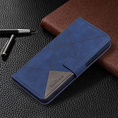 Leather Case Stands Flip Cover Holder B12F for Samsung Galaxy S21 5G Blue