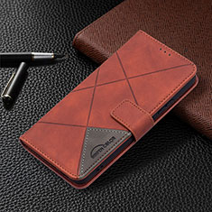 Leather Case Stands Flip Cover Holder B12F for Samsung Galaxy S21 Plus 5G Brown