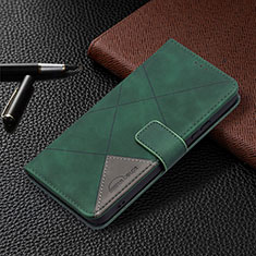 Leather Case Stands Flip Cover Holder B12F for Samsung Galaxy S23 5G Green